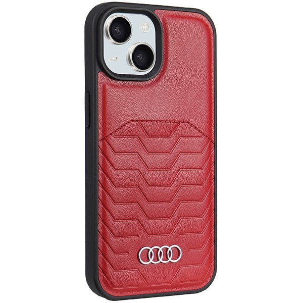 Audi Synthetic Leather MagSafe iPhone 15 Plus / 14 Plus 6.7&quot; czerwony/red hardcase AU-TPUPCMIP15M-GT/D3-RD