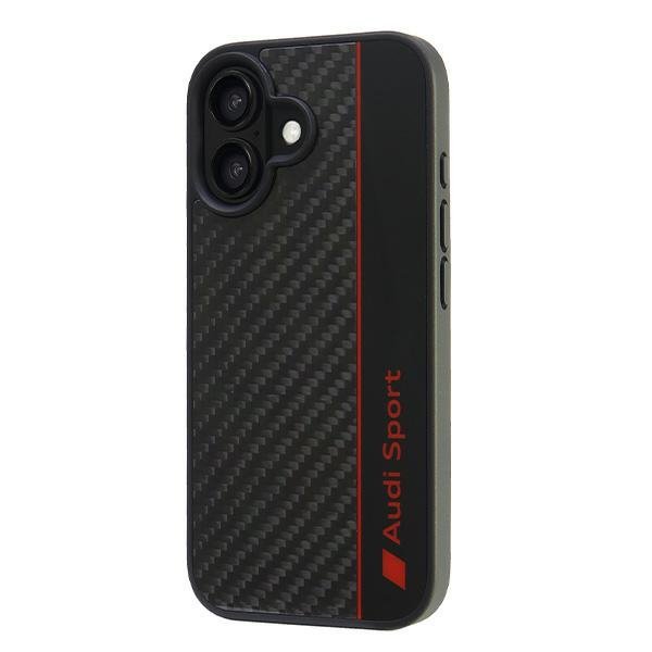 Audi Carbon Fiber Stripe iPhone 16 6.1&quot;czarny/black hardcase AUS-TPUPCIP16-R8/D1-BK