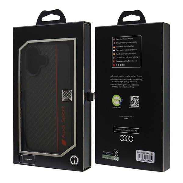 Audi Carbon Fiber Stripe iPhone 16 6.1&quot;czarny/black hardcase AUS-TPUPCIP16-R8/D1-BK