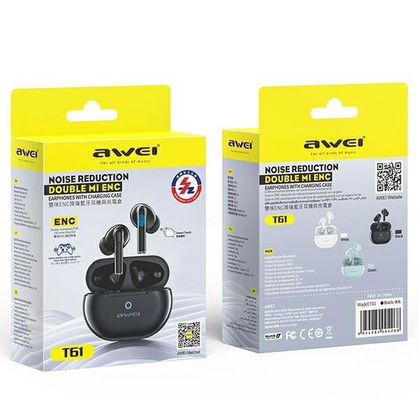 AWEI słuchawki Bluetooth 5.3 T61 TWS+ stacja dokująca czarny/black