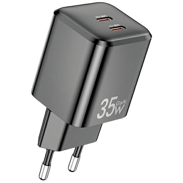 AWEI ład. siec. PD65-EU 35W2x USB-C czarna/black GaN