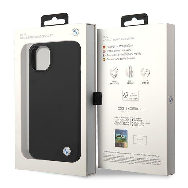 Etui BMW BMHCP14SSILBK iPhone 14 / 15 / 13 6.1&quot; czarny/black Silicone Metal Logo