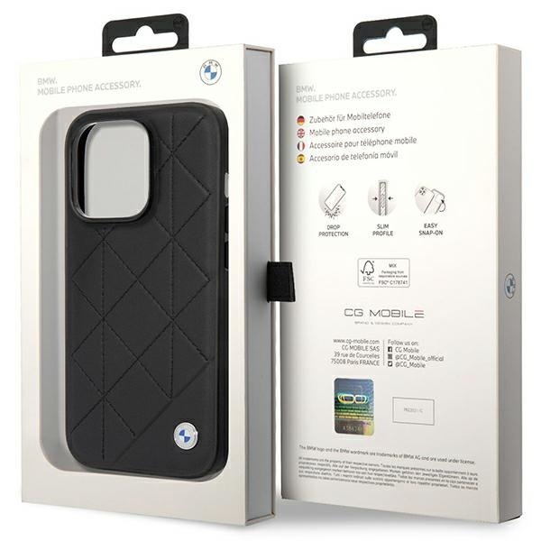 Etui BMW BMHCP14L22RQDK iPhone 14 Pro 6,1&quot; czarny/black Leather Quilted