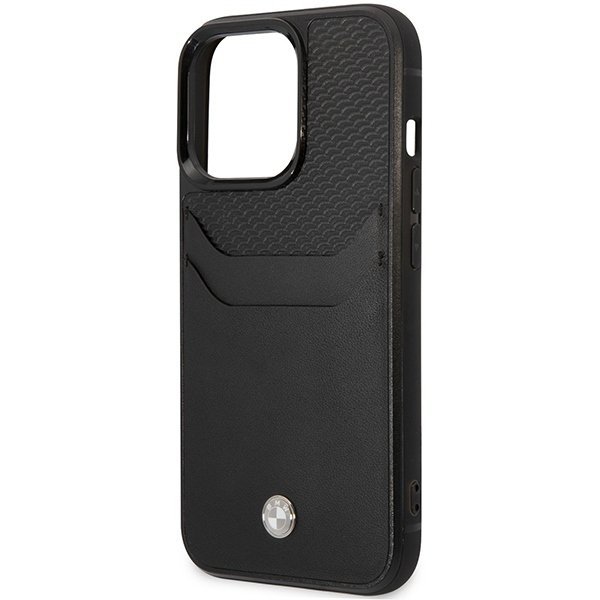 Etui BMW BMHCP14X22RSEPK iPhone 14 Pro Max 6,7&quot; czarny/black Leather Card Slot
