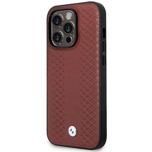 Etui BMW BMHMP14X22RFGR iPhone 14 Pro Max 6,7&quot; burgundowy/burgundy Leather Diamond Pattern MagSafe