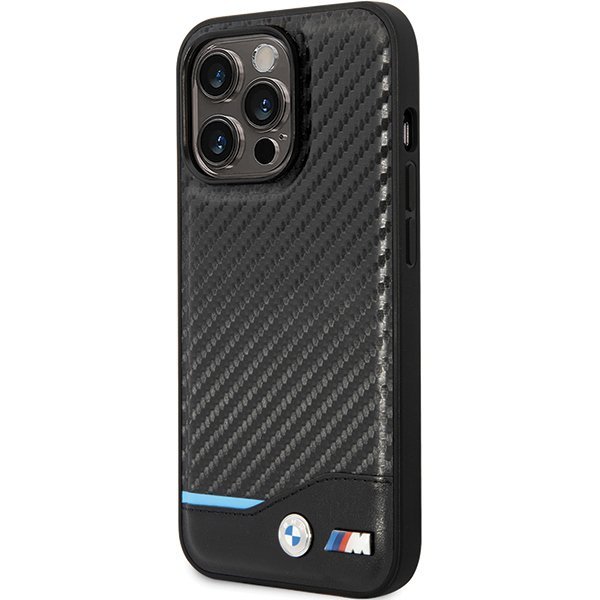 Etui BMW BMHCP13X22NBCK iPhone 13 Pro Max 6.7&quot; czarny/black hardcase Leather Carbon