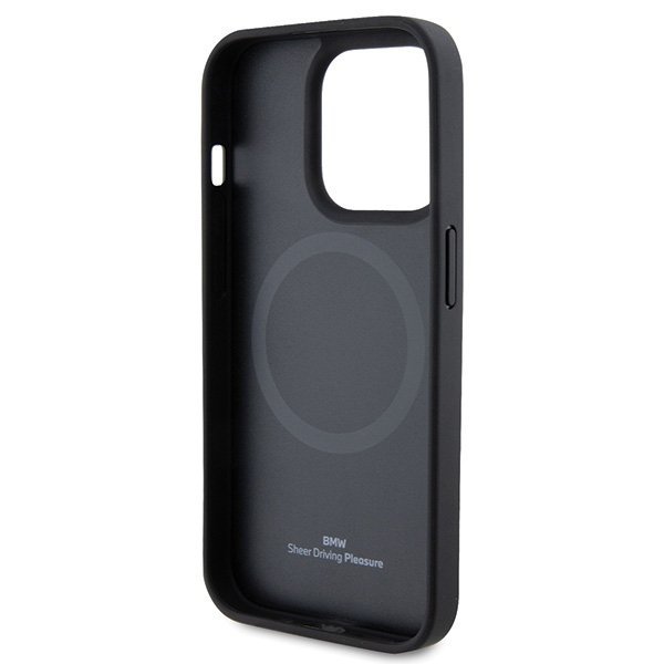 BMW BMHMP15LSLLBK iPhone 15 Pro 6.1&quot; czarny/black MagSafe Leather Hot Stamp