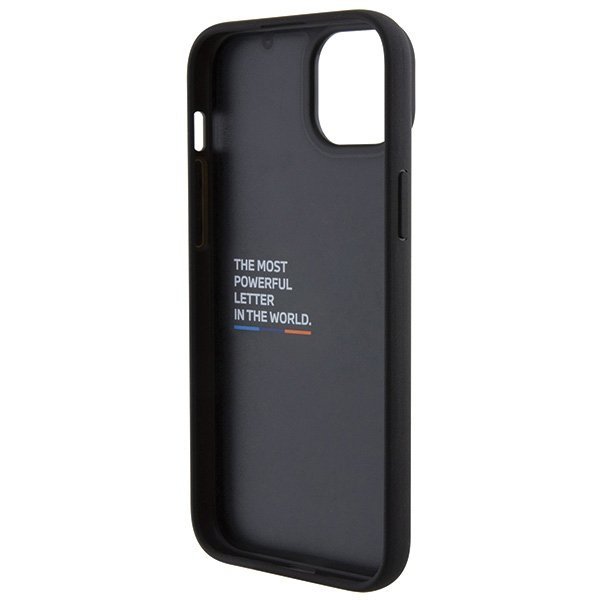 BMW BMHCP15M22PTDK iPhone 15 Plus /14 Plus 6.7&quot; czarny/black Leather Stamp Tricolor
