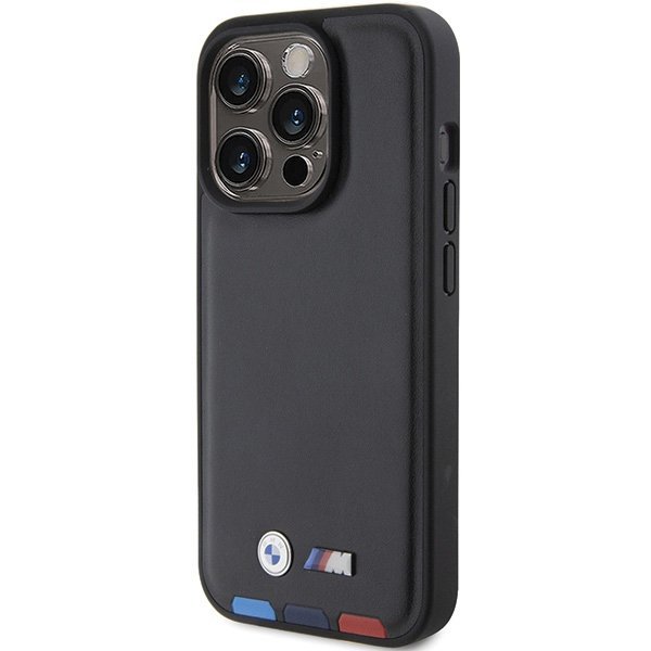 BMW BMHCP15L22PTDK iPhone 15 Pro 6.1&quot;czarny/black Leather Stamp Tricolor