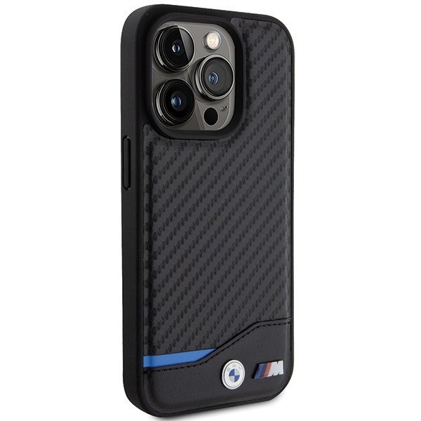 BMW BMHMP15L22NBCK iPhone 15 Pro 6.1&quot; czarny/black hardcase Leather Carbon MagSafe