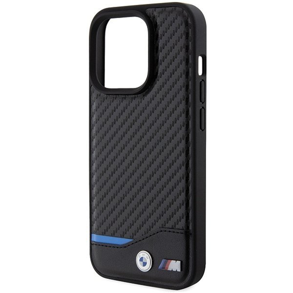 BMW BMHMP15L22NBCK iPhone 15 Pro 6.1&quot; czarny/black hardcase Leather Carbon MagSafe