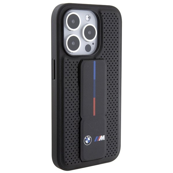 BMW BMHCP15LGSPPRK iPhone 15 Pro 6.1&quot; czarny/black hardcase Grip Stand Smooth & Perforated