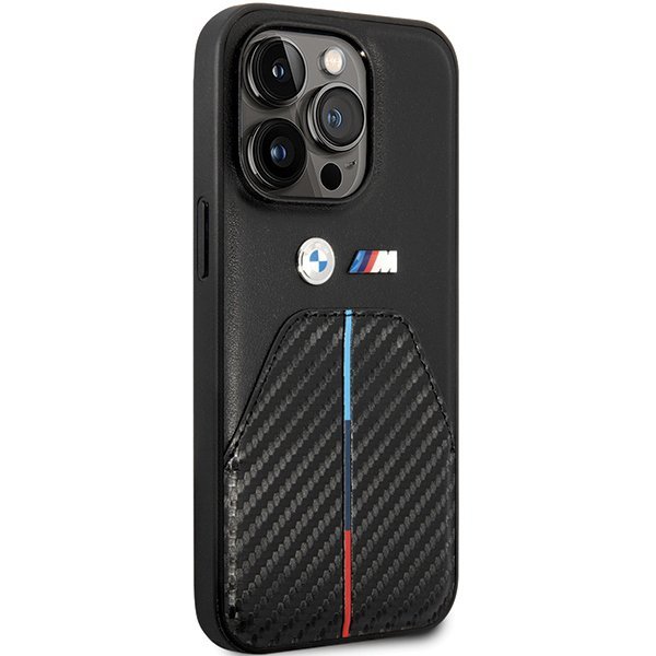 BMW BMHCP14L22NSTB iPhone 14 Pro 6.1&quot; czarny/black Stamped Tricolor Stripe