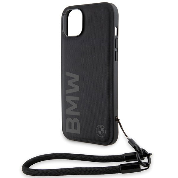 BMW BMHCP15M23RMRLK iPhone 15 Plus / 14 Plus 6.7&quot; czarny/black hardcase Signature Leather Wordmark Cord