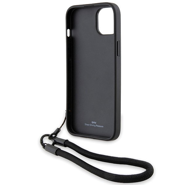 BMW BMHCP15M23RMRLK iPhone 15 Plus / 14 Plus 6.7&quot; czarny/black hardcase Signature Leather Wordmark Cord