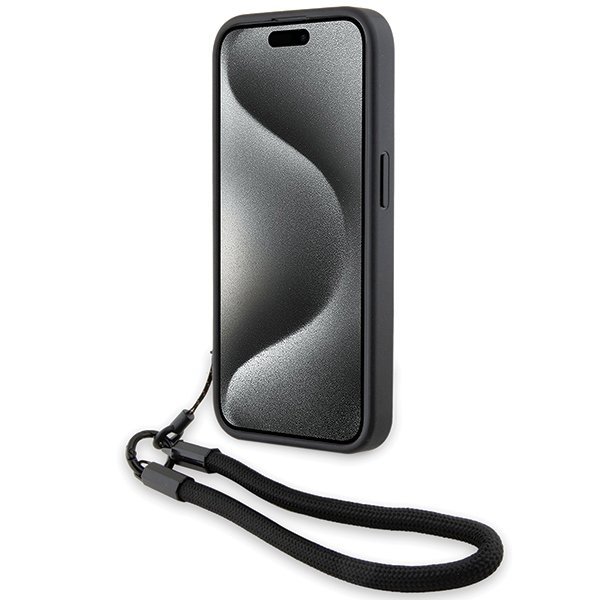 BMW BMHCP15L23RMRLK iPhone 15 Pro 6.1&quot; czarny/black hardcase Signature Leather Wordmark Cord
