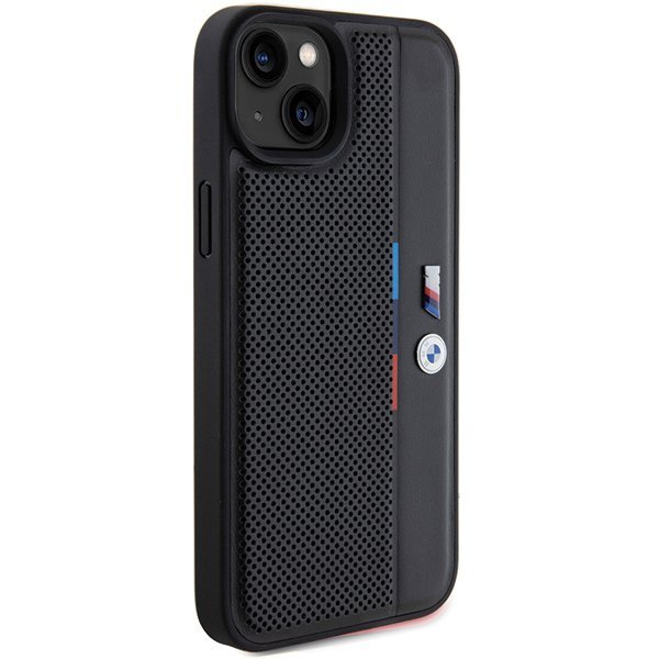 BMW BMHCP15M23PUPVK iPhone 15 Plus / 14 Plus 6.7&quot; czarny/black hardcase Perforated Tricolor Line