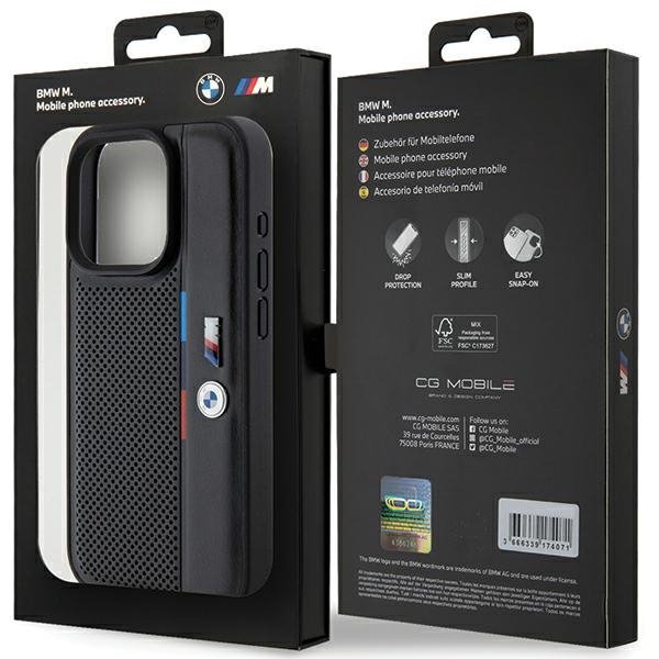 BMW BMHCP15X23PUPVK iPhone 15 Pro Max 6.7&quot; czarny/black hardcase Perforated Tricolor Line