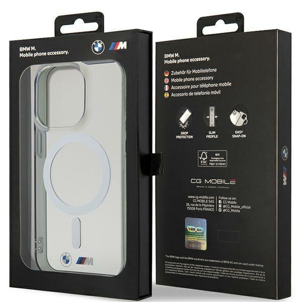 BMW BMHMP15XHCRS iPhone 15 Pro Max 6.7&quot; transparent hardcase Silver Ring MagSafe