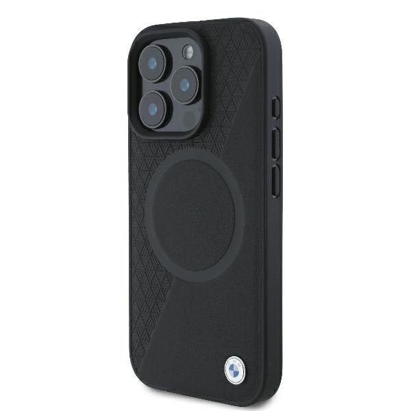 BMW BMHMP16L23RTPK iPhone 16 Pro 6.3&quot;czarny/black hardcase Sign Leather Half Textured And Circle MagSafe