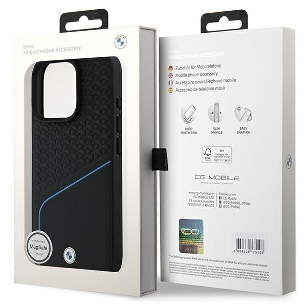 BMW BMHMP16L23RDCLK iPhone 16 Pro 6.3&quot; czarny/black hardcase Sign Leather Textured And Line MagSafe