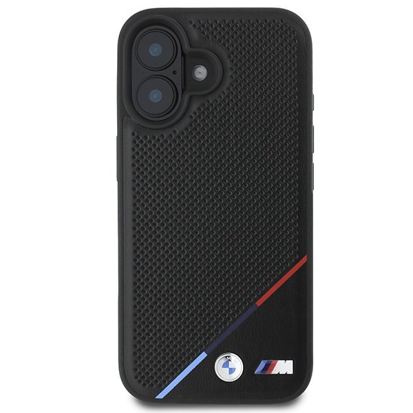 BMW BMHMP16S23PUPDK iPhone 16 6.1&quot; czarny/black hardcase M Perforated Tricolor Line MagSafe