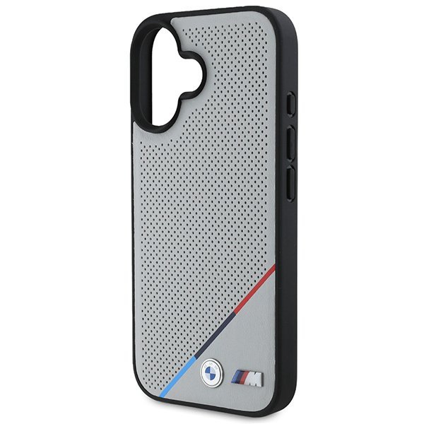 BMW BMHMP16S23PUPDG iPhone 16 6.1&quot; szary/grey hardcase M Perforated Tricolor Line MagSafe
