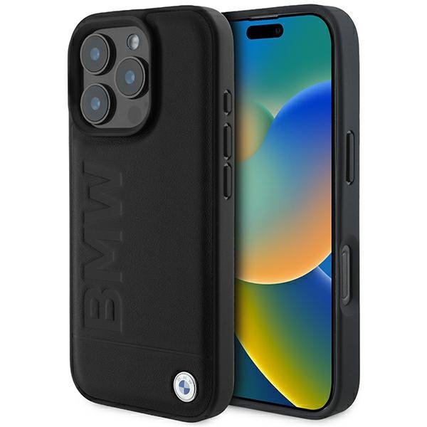 BMW BMHMP16LSLLBK iPhone 16 Pro 6.3&quot; czarny/black hardcase Leather Hot Stamp MagSafe