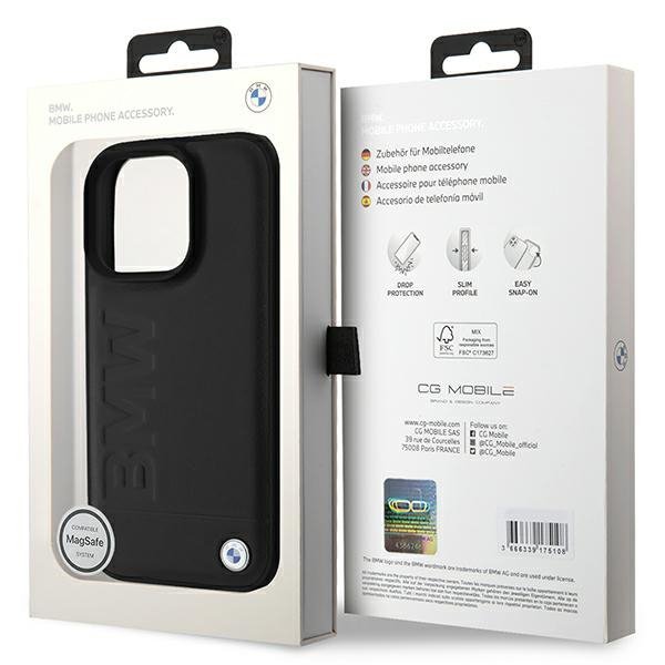 BMW BMHMP16LSLLBK iPhone 16 Pro 6.3&quot; czarny/black hardcase Leather Hot Stamp MagSafe