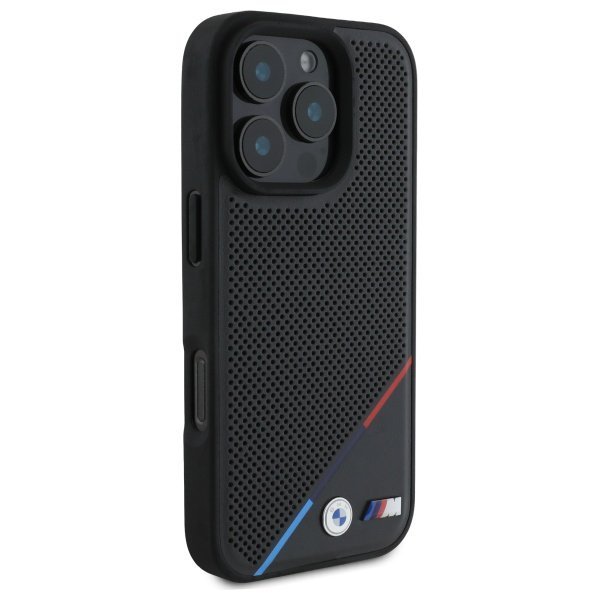 BMW BMHMP16X23PUPDK iPhone 16 Pro Max    6.9&quot; czarny/black hardcase M Perforated Tricolor Line MagSafe