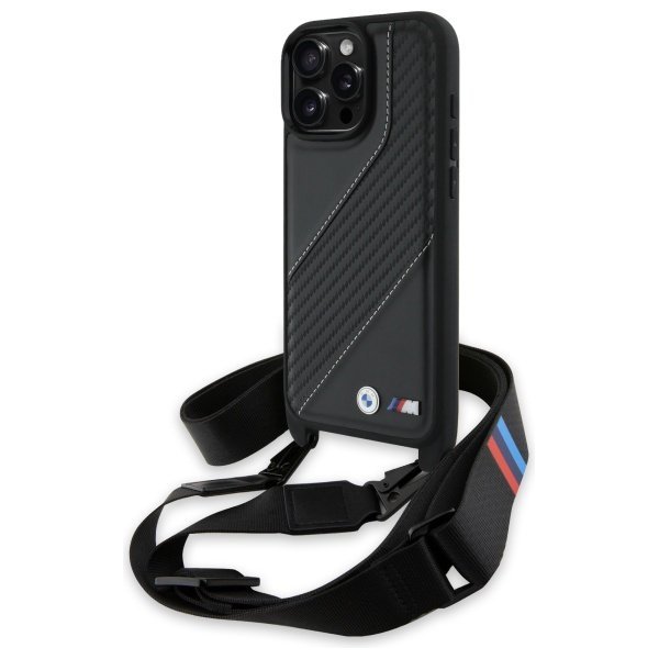 BMW BMHCP16X23PSCCK iPhone 16 Pro Max 6.9&quot; czarny/black hardcase M Edition Carbon Stripe & Strap