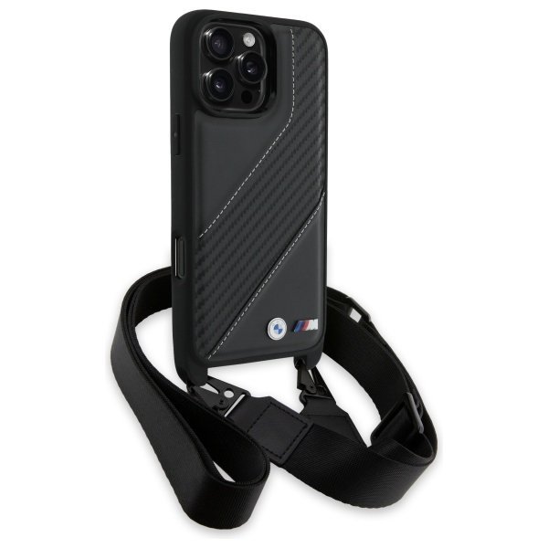 BMW BMHCP16X23PSCCK iPhone 16 Pro Max 6.9&quot; czarny/black hardcase M Edition Carbon Stripe & Strap