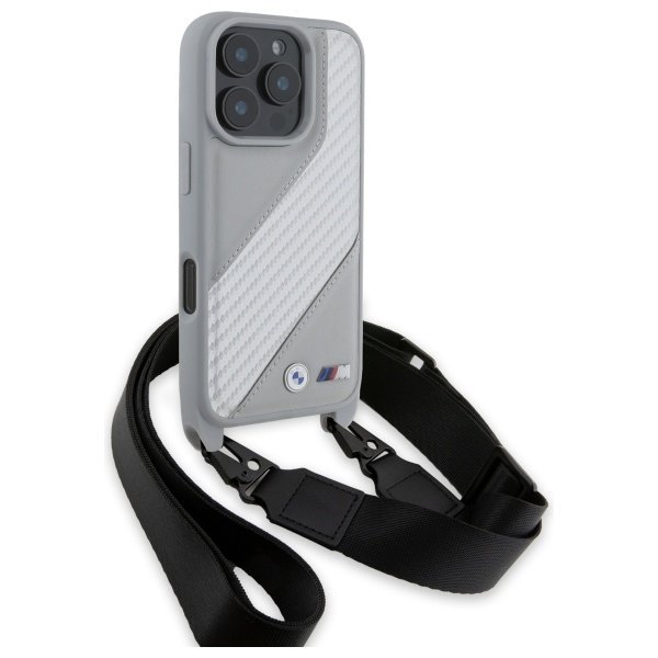 BMW BMHCP16L23PSCCG iPhone 16 Pro 6.3&quot;   szary/grey hardcase M Edition Carbon Stripe & Strap