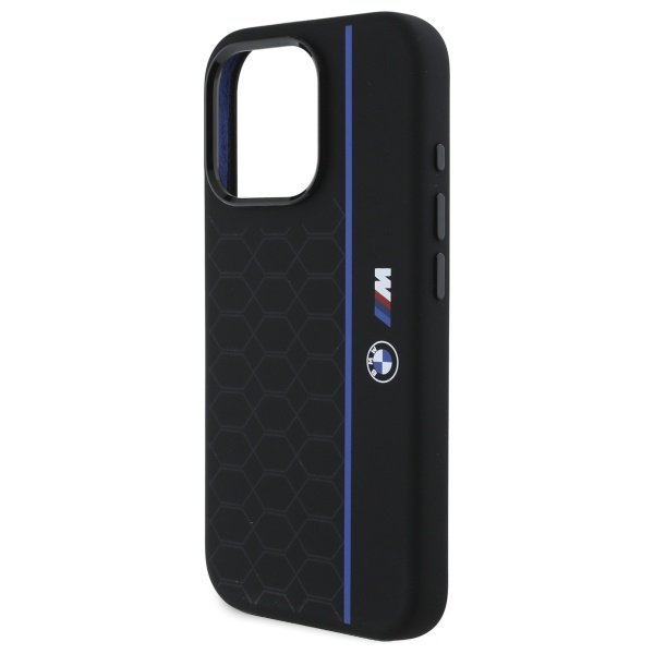 BMW BMHMP16X23SHEB iPhone 16 Pro Max 6.9&quot; czarny/black hardcase Silicone Hexagon Blue Line MagSafe