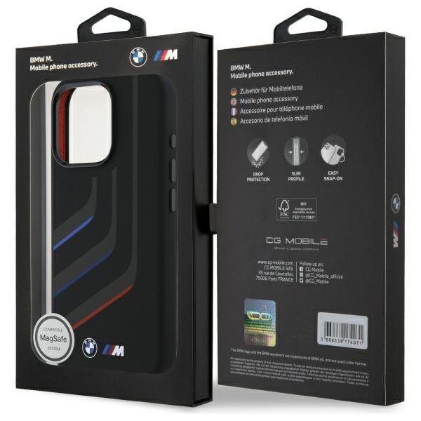 BMW BMHMP16X23SLIK iPhone 16 Pro Max     6.9&quot; czarny/black hardcase Silicone Turning Lines MagSafe