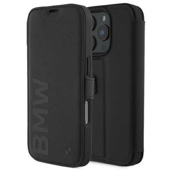 BMW BMBKP16L23RMRLK iPhone 16 Pro 6.3&quot;   czarny/black bookcase Signature Leather Wordmark