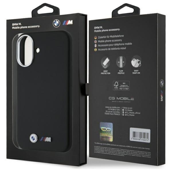 BMW BMHCP16S23PMWK iPhone 16 6.1&quot;        czarny/black hardcase M Smooth Full Wrapped Metal