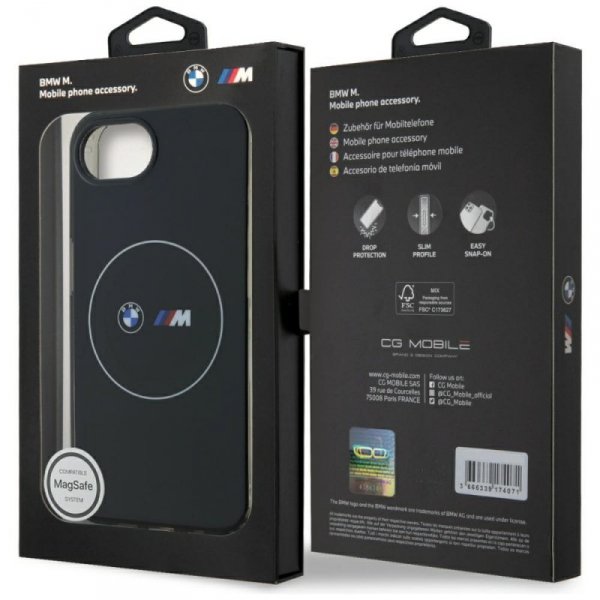 Etui BMW IML Metal White Circle MagSafe  do iPhone 16e czarny