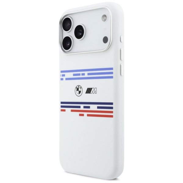 Etui BMW M Silicon Horizontal Line       MagSafe do iPhone 17 Pro Max biały