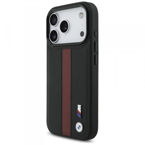 Etui BMW M Perforated Stripe Logo        MagSafe do iPhone 17 Pro czerwony