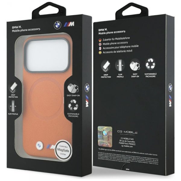 Etui BMW M FW Logo Metal MagSafe do      iPhone 17 Pro pomarańczowy