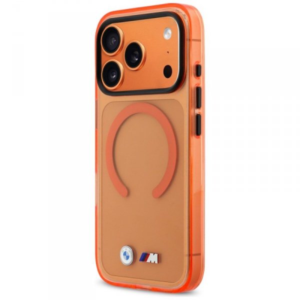 Etui BMW M IML Metal Logos MagSafe do    iPhone 17 Pro pomarańczowy