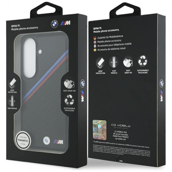 Etui BMW Tricolor Metal Logo MagSafe do  Samsung Galaxy S26 czarny