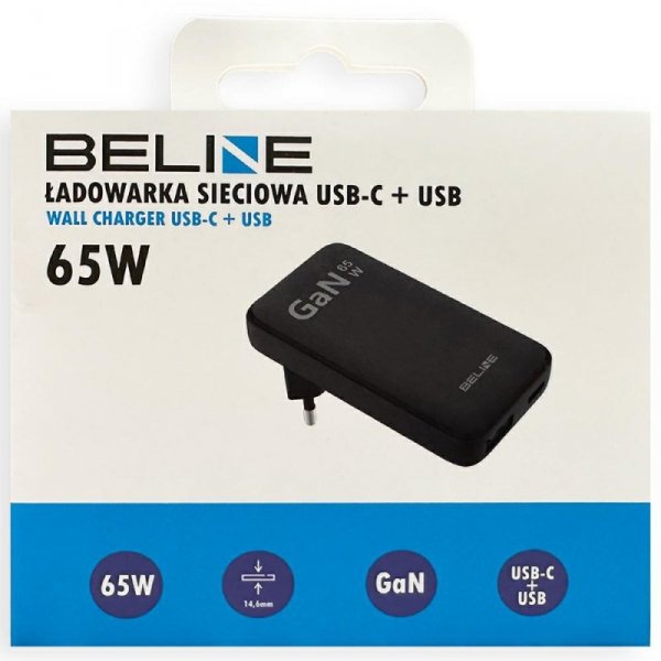 Ładowarka Beline 65W High Power – Uniwersalny Zasilacz USB-C do Laptopa i Telefonu (Czarna)