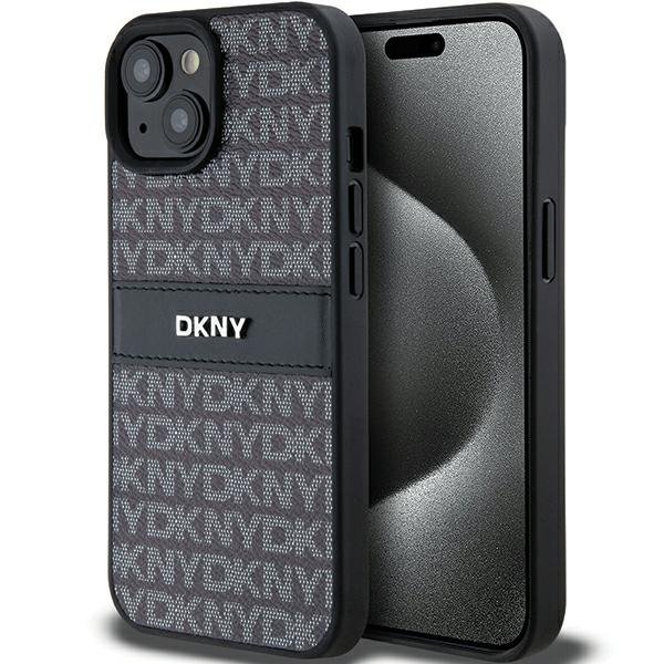 DKNY DKHCP15MPRTHSLK iPhone 15 Plus /14 Plus 6.7&quot; czarny/black hardcase Leather Mono Stripe & Metal Logo