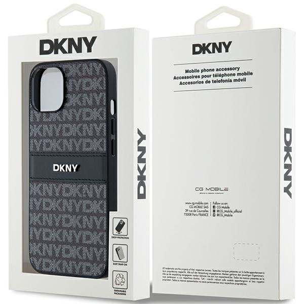 DKNY DKHCP15MPRTHSLK iPhone 15 Plus /14 Plus 6.7&quot; czarny/black hardcase Leather Mono Stripe & Metal Logo