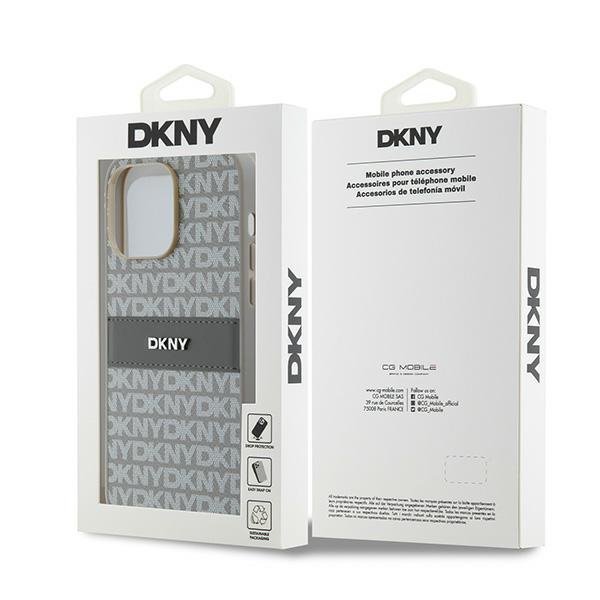 DKNY DKHCP14LPRTHSLE iPhone 14 Pro6.1&quot; beżowy/beige hardcase Leather Mono Stripe & Metal Logo