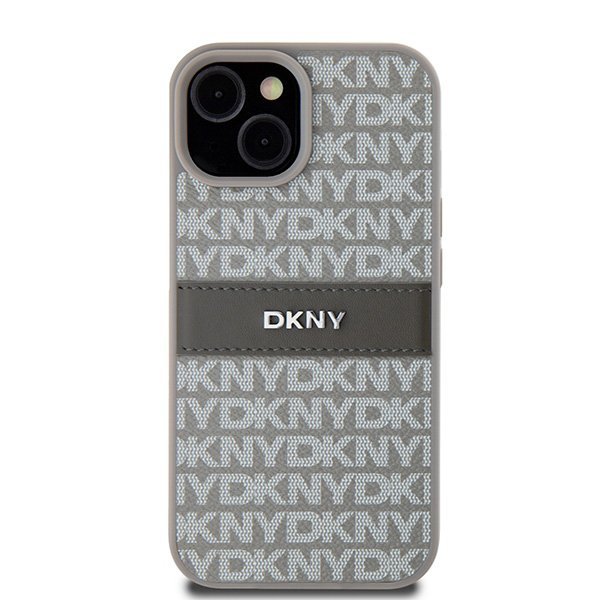 DKNY DKHCP15SPRTHSLE iPhone 15 / 14 / 136.1&quot; beżowy/beige hardcase Leather Mono Stripe & Metal Logo