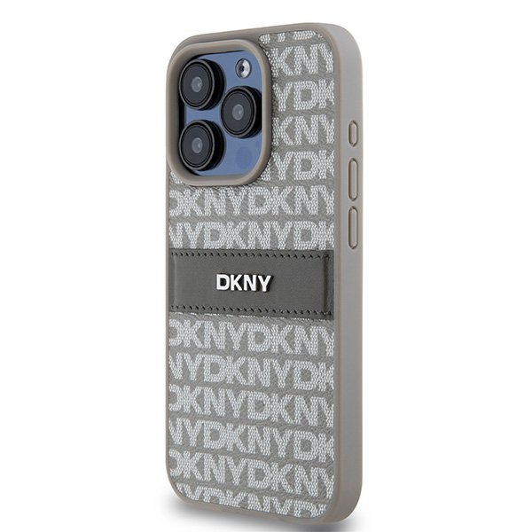 DKNY DKHCP15XPRTHSLE iPhone 15 Pro Max6.7&quot; beżowy/beige hardcase Leather Mono Stripe & Metal Logo