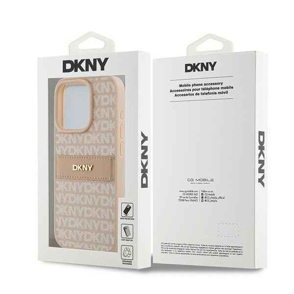 DKNY DKHCP15LPRTHSLP iPhone 15 Pro6.1&quot; różowy/pink hardcase Leather Mono Stripe & Metal Logo